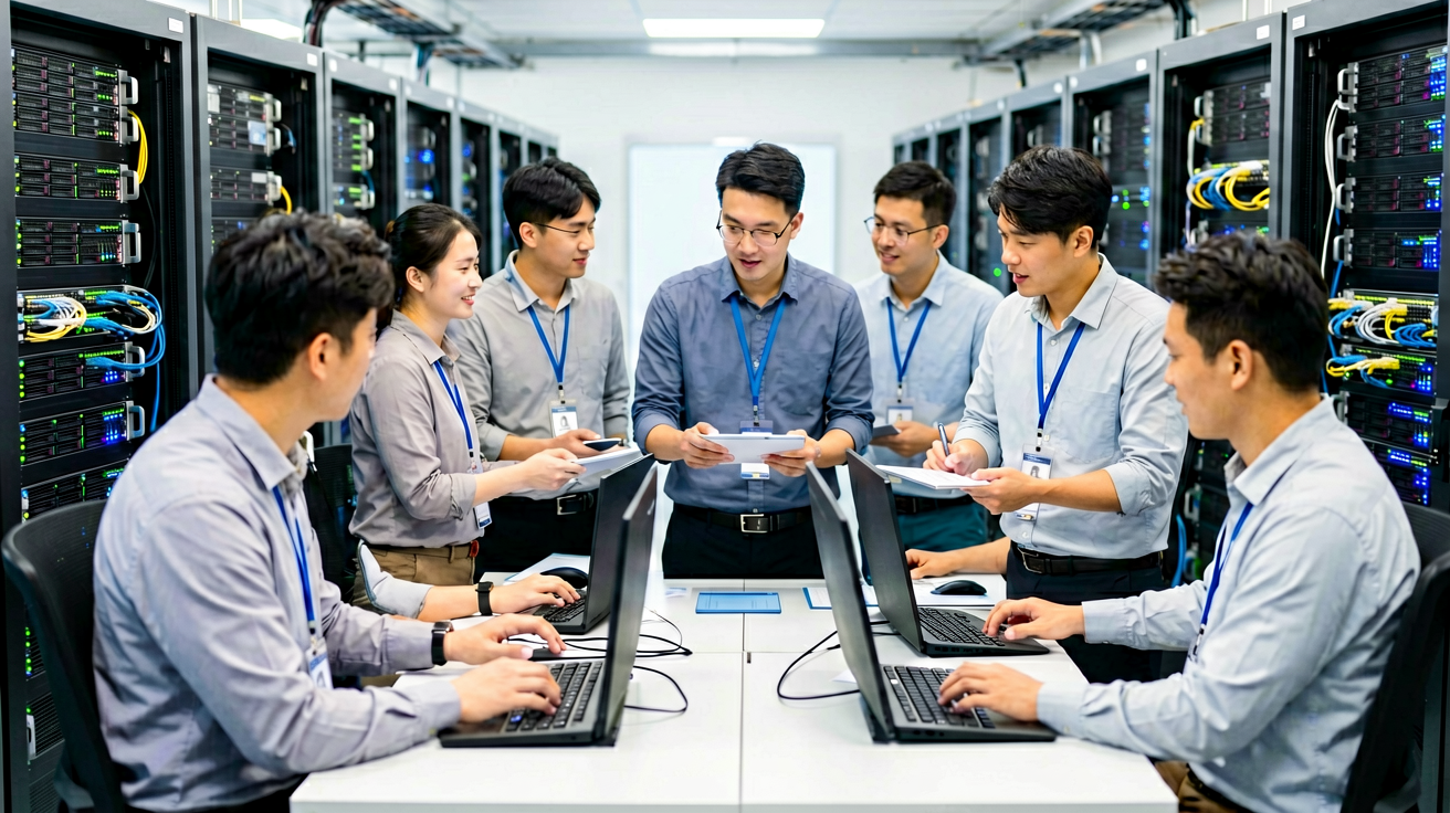 mk体育团队在数据中心进行系统运维与技术支持